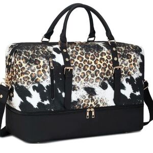 Western Travel Leopard Print Cross body Duffel Bag